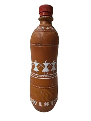 Artisanal Terracotta Water Bottle with Warli Painting