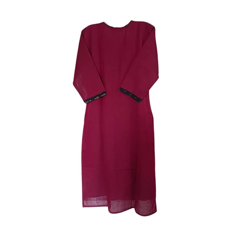 Sambalpuri Pure Cotton Women's Kurta in Black & Maroon | ShreeHive view 3