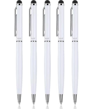 UJJi Sleek Design White Color Body Pen with Stylus for Touch Screen Pack of 5 Ball Pen