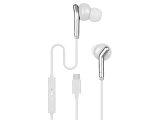 Zebronics Type-C Wired Earphones, in-Line MIC, Deep Bass, 1.2m Cable, 10mm Neodymium Driver, Light Weight, in-Ear Design, Compatible with Mobile - White