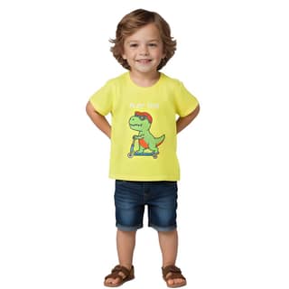 Boys T shirt Cotton Sulphur Spring Lime Skating Dino