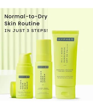 Hyphen Golden Hour Glow Serum 30ml & Barrier Care Cream 50ml & Sunscreen SPF 50+++ 50ml (Pack of 3)