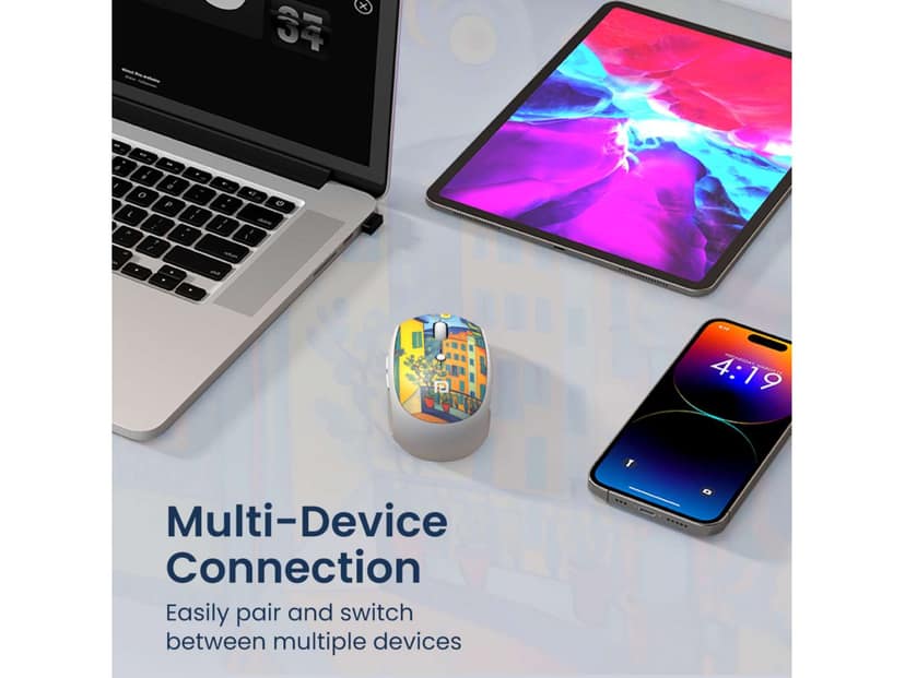 Portronics Toad III Plus Rechargeable Bluetooth Mouse with Bluetooth & 2.4 GHz Wireless Connectivity, Stylish Illustrated Design, 6 Buttons, Soft Silicone Grip for Laptop, PC, Mac view 3