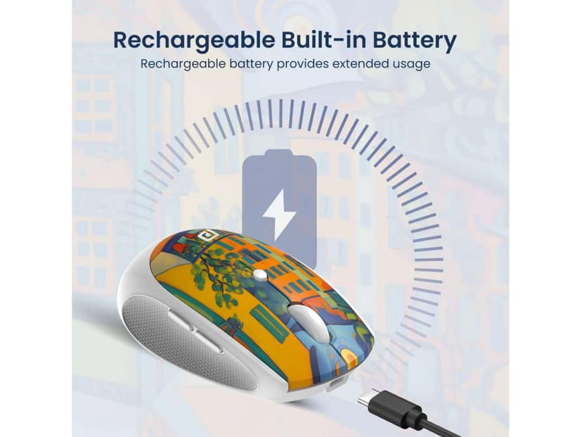 Portronics Toad III Plus Rechargeable Bluetooth Mouse with Bluetooth & 2.4 GHz Wireless Connectivity, Stylish Illustrated Design, 6 Buttons, Soft Silicone Grip for Laptop, PC, Mac view 4