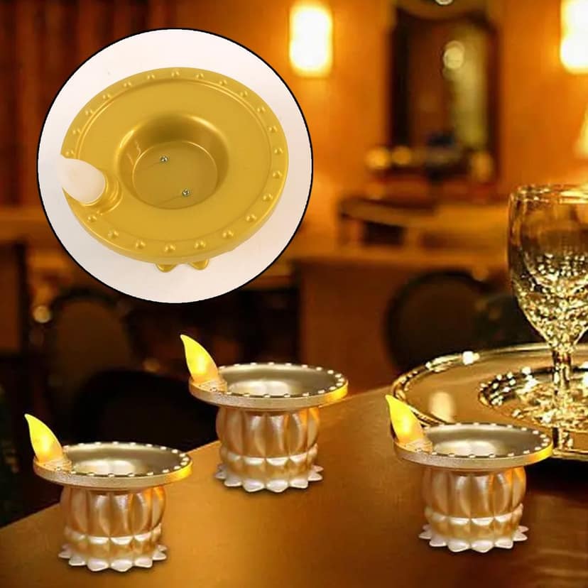 Water Sensor LED Diyas – Set of 12 Flameless Golden Lights view 2