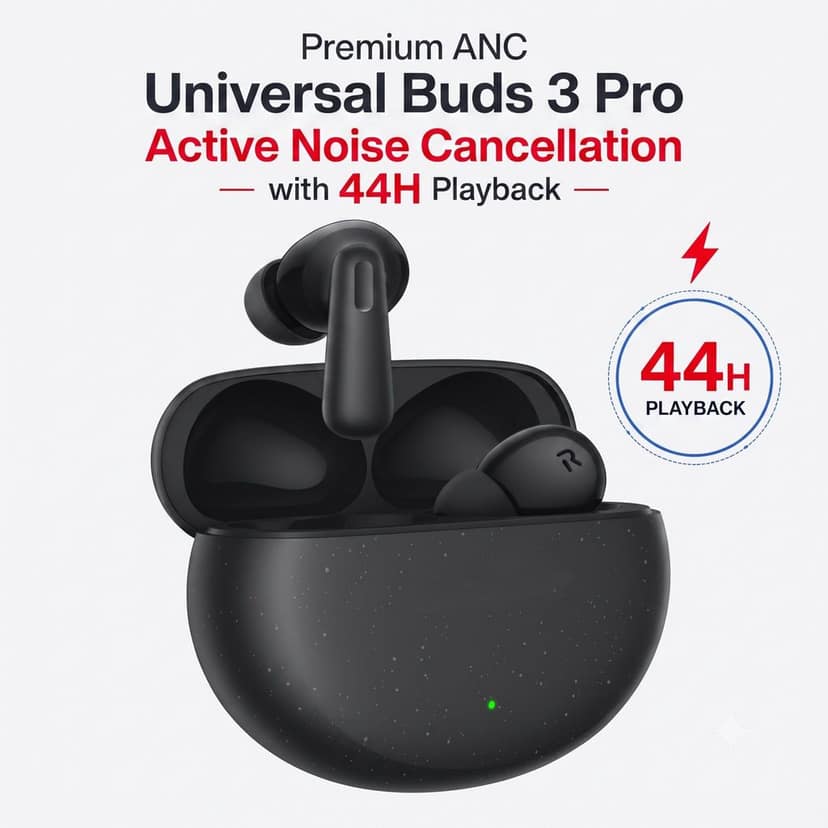 Buds 3 Pro Wireless Earbuds Compatible with OnePlus - 49dB ANC, 44H Playtime, 12.4mm Bass Drivers