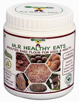 M.R Healthy Eats- Organic Sprouted Ragi Flour for Kids & Adults In Food-Grade Container 400 gms (+6 months)
