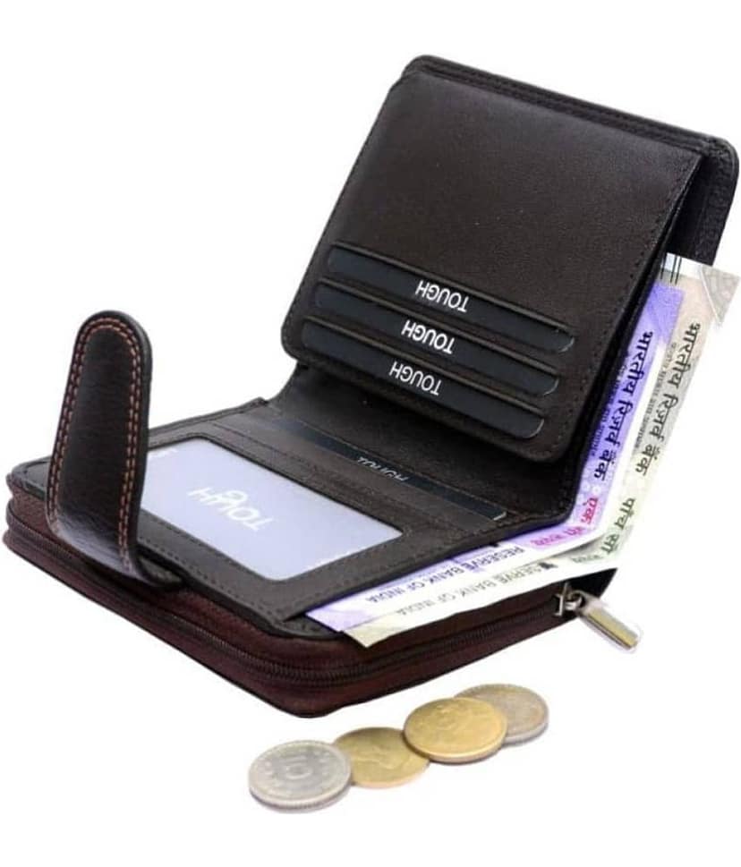 Tough Women Casual Black Genuine Leather Wallet - Regular Size (11 Card Slots) view 2