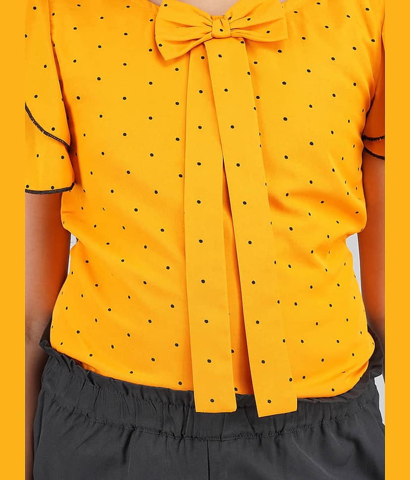Being Naughty Pack of 1 Girls Polyester Top With Capris ( Yellow & Black ) view 2