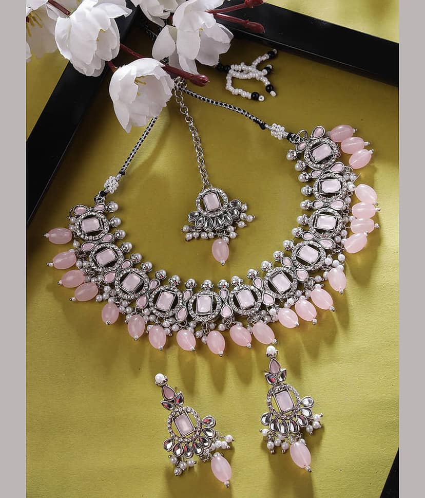 Sukkhi Pink Alloy Necklace Set ( Pack of 1 )