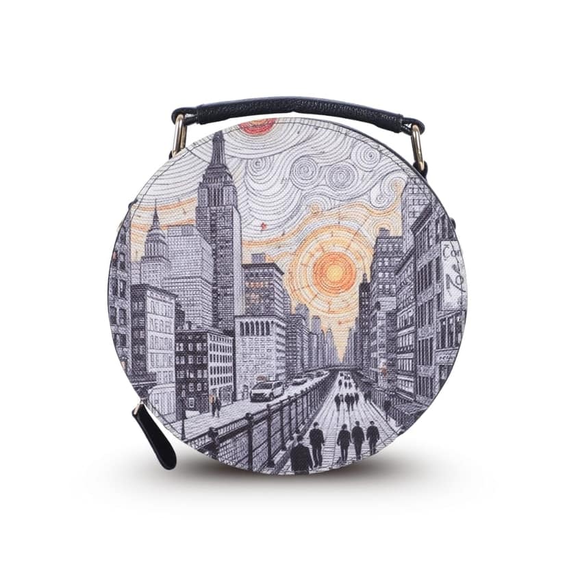 WOTM Round Sling Bag for Women | Travel CrossBody Side Bag for Women | Quirky Sling Purse with Detachable Strap | Birthday Gift for Girls & Girlfriend view 2