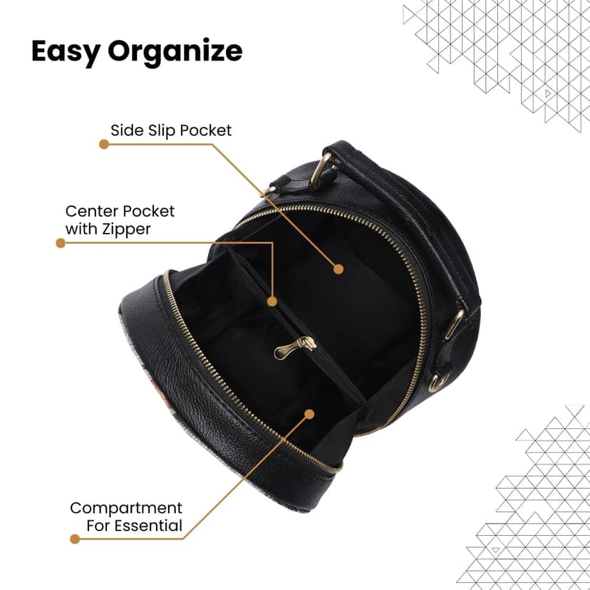 WOTM Round Sling Bag for Women | Travel CrossBody Side Bag for Women | Quirky Sling Purse with Detachable Strap | Birthday Gift for Girls & Girlfriend view 4