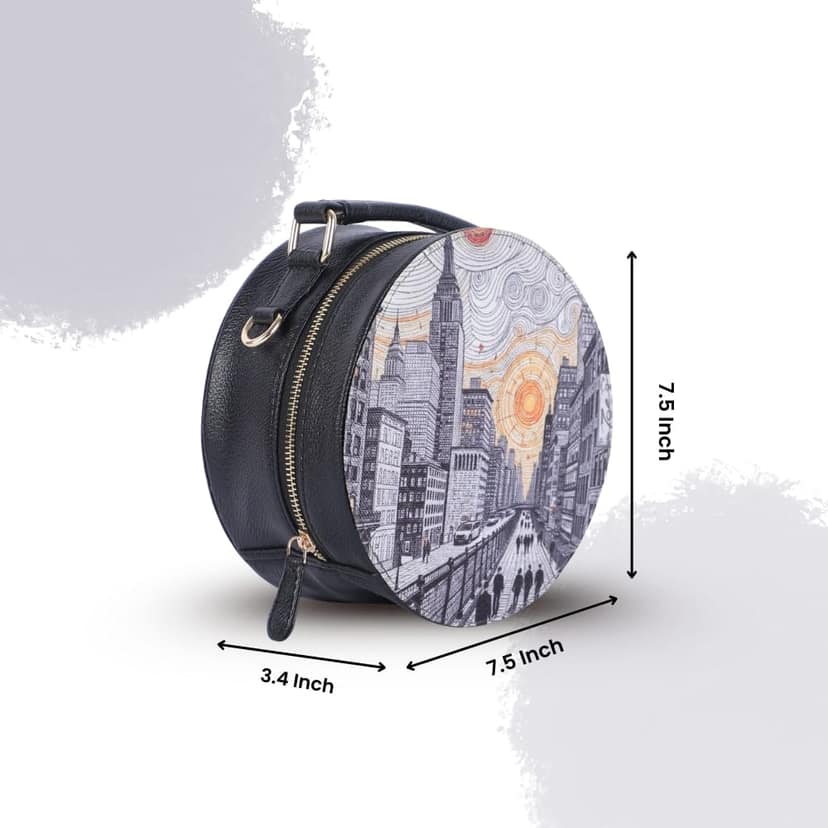 WOTM Round Sling Bag for Women | Travel CrossBody Side Bag for Women | Quirky Sling Purse with Detachable Strap | Birthday Gift for Girls & Girlfriend view 6