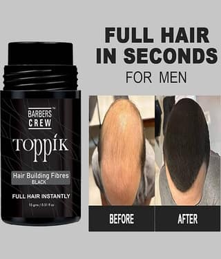 Barbers Crew Hair Fiber Powder Natural Temporary Hair Color 15 g Black