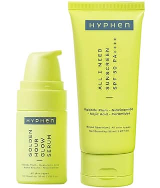 Hyphen Golden Hour Glow Serum 30ml & Hyphen All I Need Sunscreen SPF 50 PA++++ 50ml, (Pack of 2)