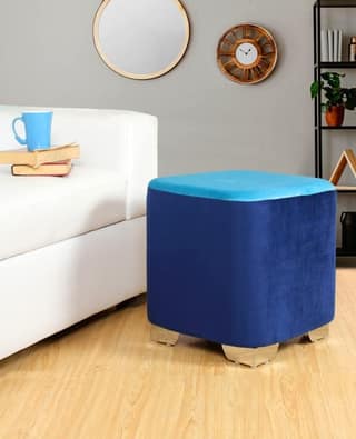 ShadowKart Sitting Stool Ottoman Pouffes for Living Room Sitting Bench Furniture Wooden Footrest Pouf Seat Puffy Foam Small Foot Stool for Office Home Decor, 16x16x18 Inch