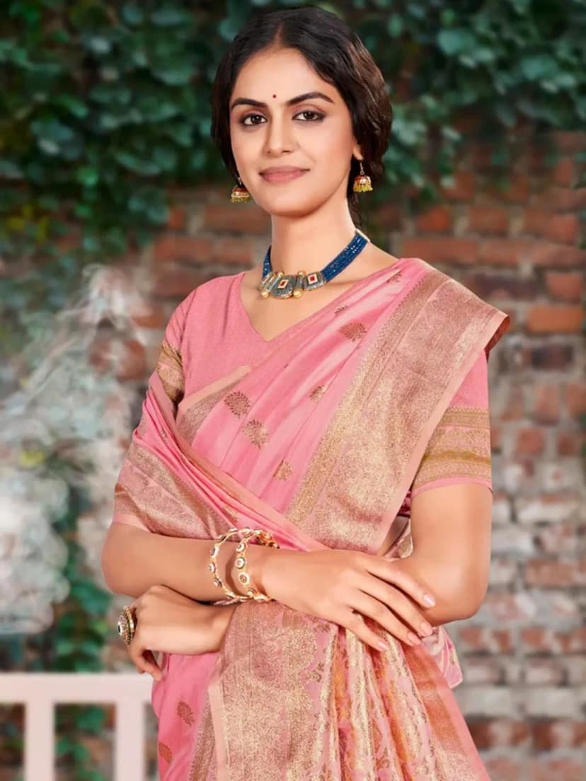 Light Pink Silk Saree view 2
