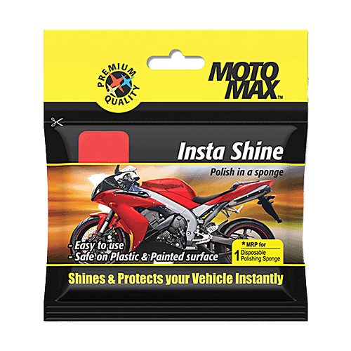Motomax Insta Shine Disposable Polishing Sponge - Cleans Vehicles, Removes Oil & Dirt, For Exterior Care, 1 pc