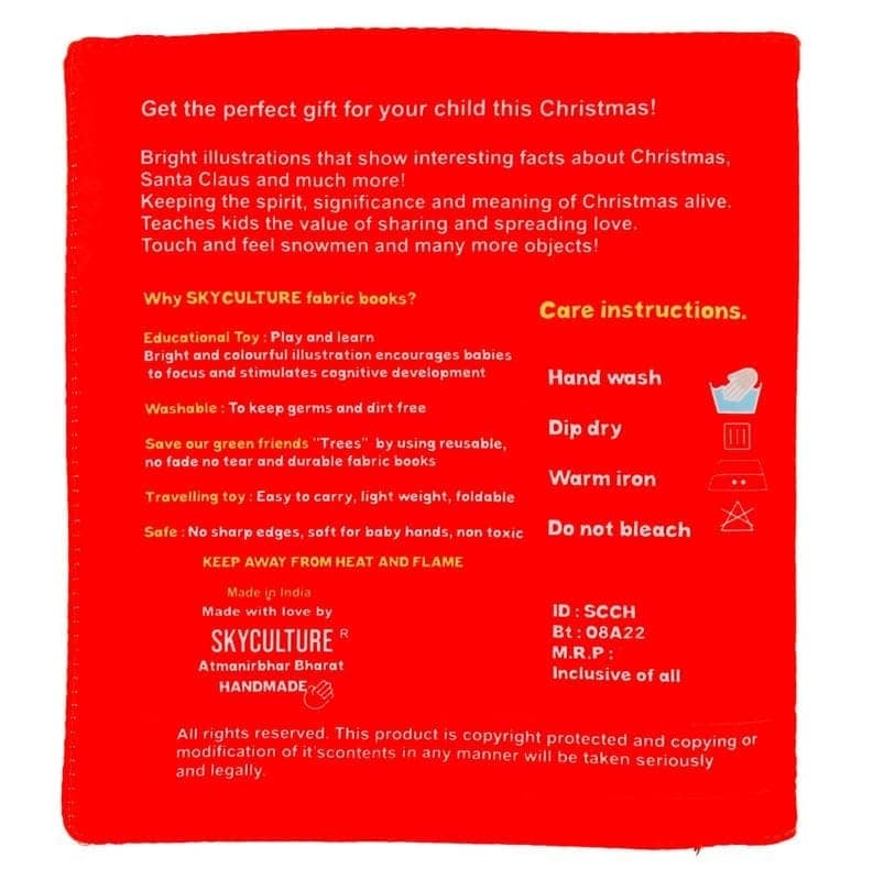 Skyculture� My First Christmas Soft Cloth Book for Babies, Baby Learning Fabric Book, Early Education Toy, Lightweight and Foldable Gift for Babies Infants Toddlers view 5