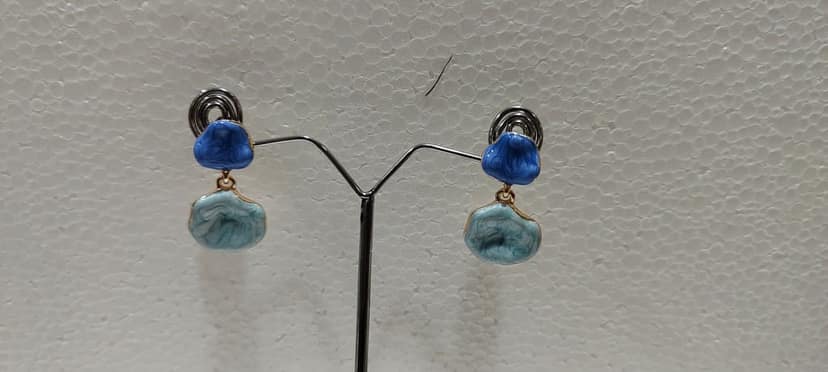 Blue and White Drop Earrings view 3