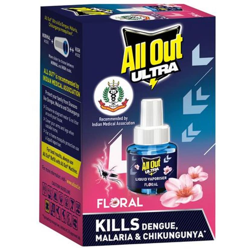 All Out Ultra Liquid Vaporizer Floral Fragrance Mosquito Repellent Refill - Kills Dengue, Malaria, & Chikungunya Mosquitoes, 45 ml