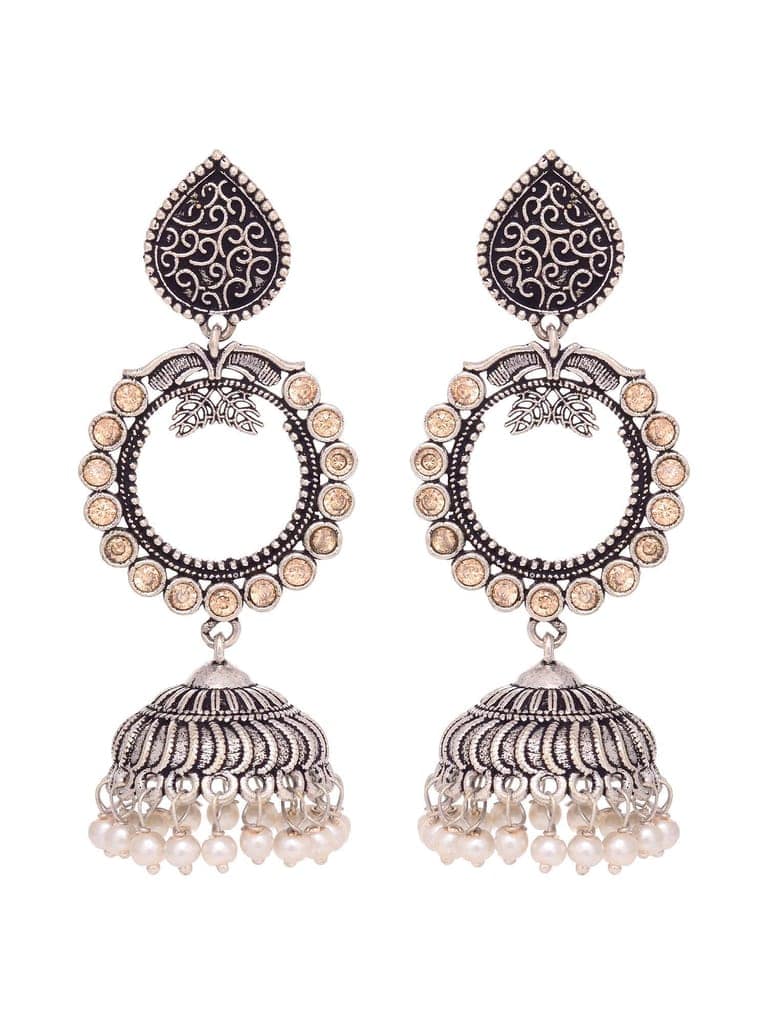 Silver Plated Contemporary Jhumka Earrings view 3