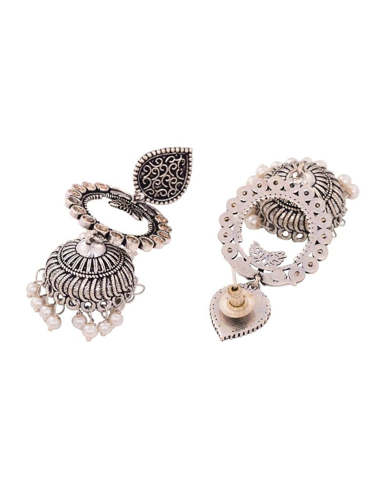 Silver Plated Contemporary Jhumka Earrings view 4
