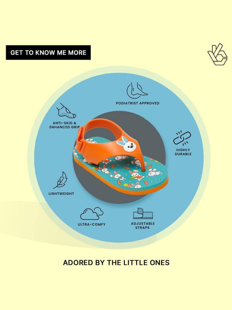 Premium Bunny Jellies Flip-flops for Kids - Orange (Unisex) view 7
