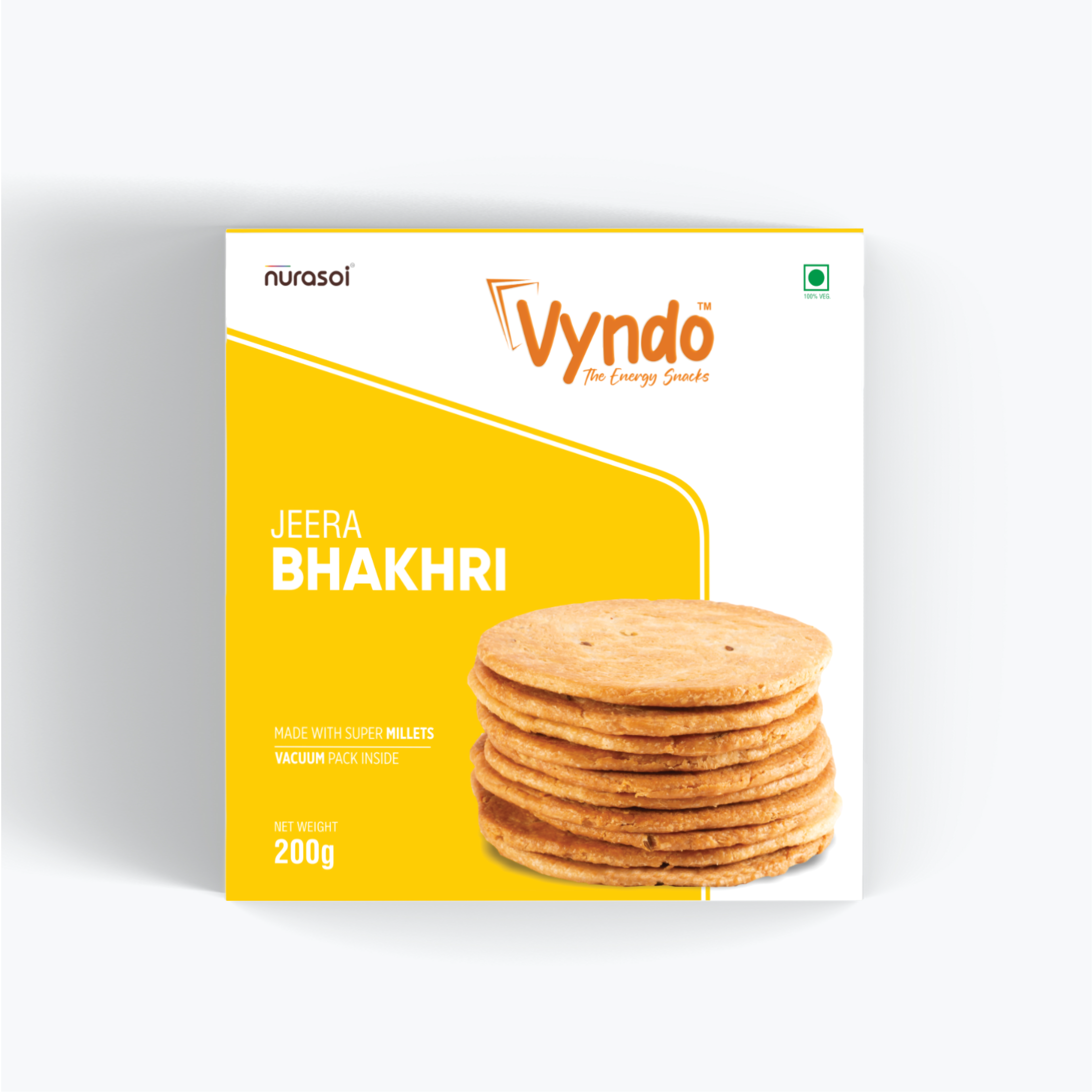 Vyndo Jeera Bhakhri - Millet Snacks, 200 gm