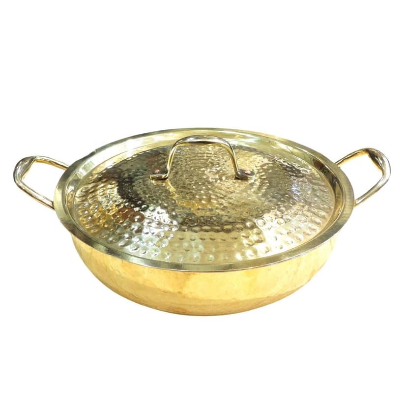 Pure Brass Kadhai for Deep Frying & Traditional Indian Cooking | Handmade Heavy Gauge Brass Cookware (BCMAS206 C) view 3