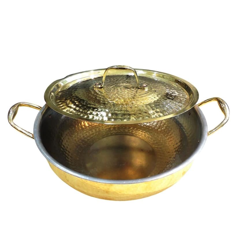 Pure Brass Kadhai for Deep Frying & Traditional Indian Cooking | Handmade Heavy Gauge Brass Cookware (BCMAS206 C) view 4