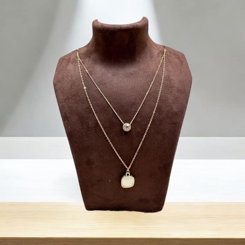 Double Line Chain Necklace - Minimalist Chic"- By AMIT CHAUHAN AND SONS view 3