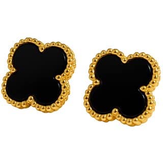 Kimti Four Leaf Clover Black Anti Tarnish Earring