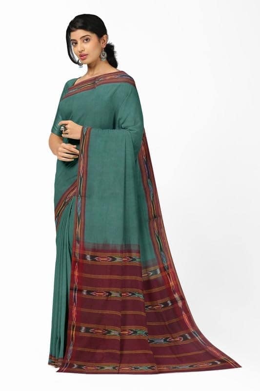 APCO Handloom (A Andhra Pradesh Govt Emporium)- Women's Traditional Pure Handloom Bandar/Polavaram Grey Cotton Saree | PBS0056 view 2
