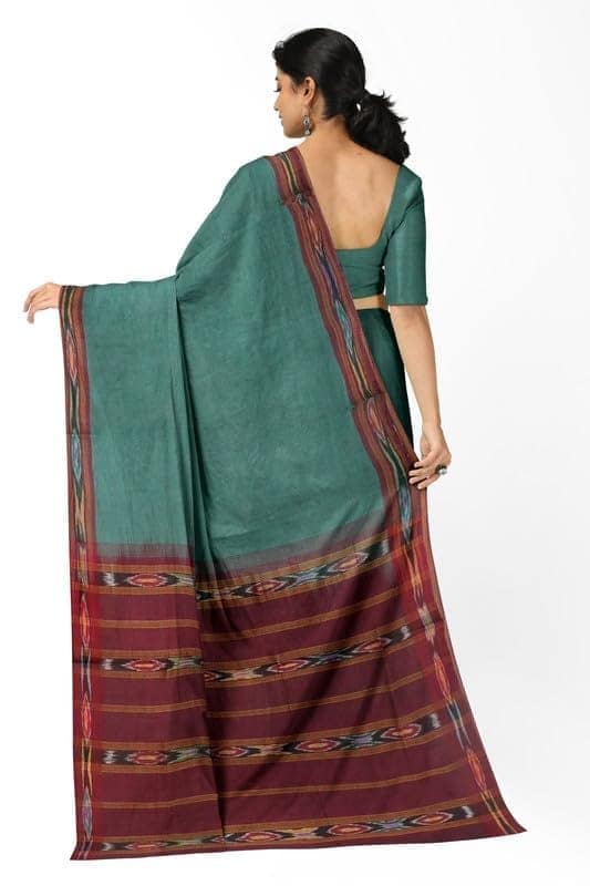 APCO Handloom (A Andhra Pradesh Govt Emporium)- Women's Traditional Pure Handloom Bandar/Polavaram Grey Cotton Saree | PBS0056 view 3