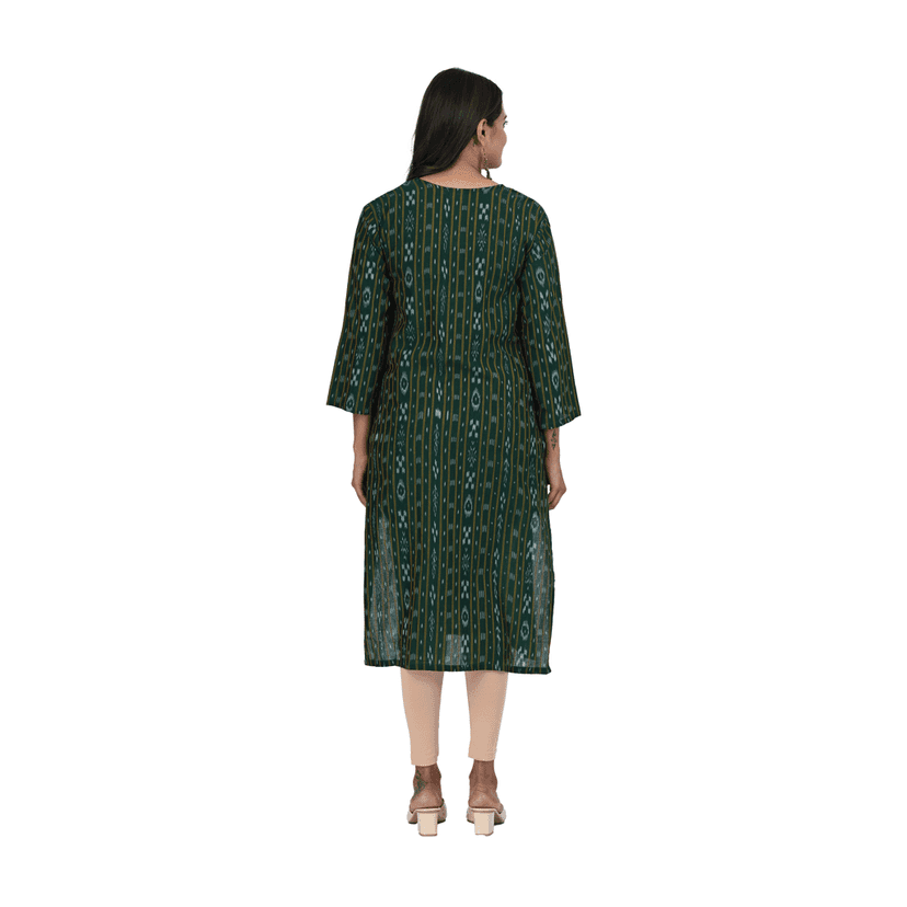 GUENDICHA HAAT Sambalpuri Certified Handloom Women's Pure Cotton Kurta view 4