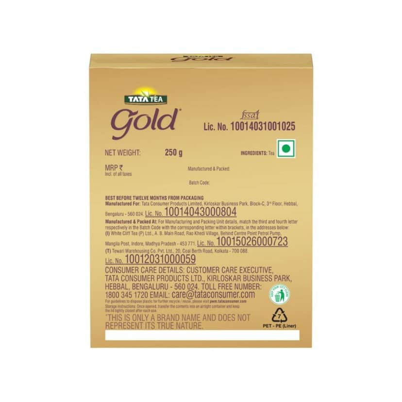 Tata Tea Gold, Assam Teas With Gently Rolled Aromatic Long Leaves, Rich & Aromatic Chai, Black Tea, 250G view 2