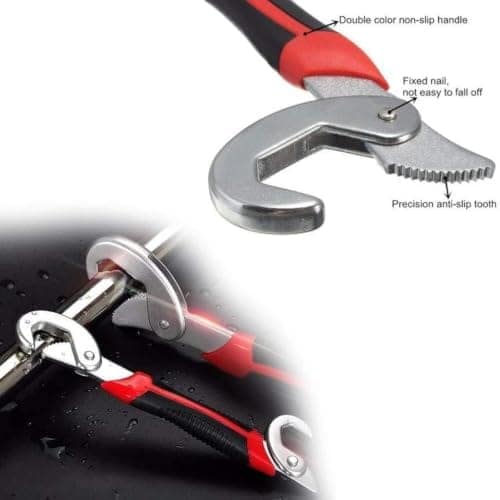 Multifunction Adjustable Wrench Tool Set | Dual Head Universal Wrench with Bottle Opener | Compact Hand Tool for Nuts, Bolts & Household Repairs | Red & Black - set of 1 view 3