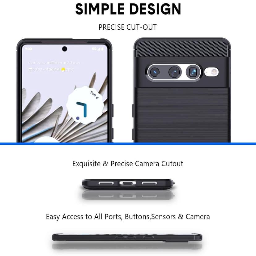 Natbok Compatible with Google Pixel 7 Pro Case, Flexible TPU [Brushed Texture] [Anti-Slip] Shockproof Military Protection Bumper Phone Case,Slim Case Cover Compatible with Pixel 7 Pro,Black view 2