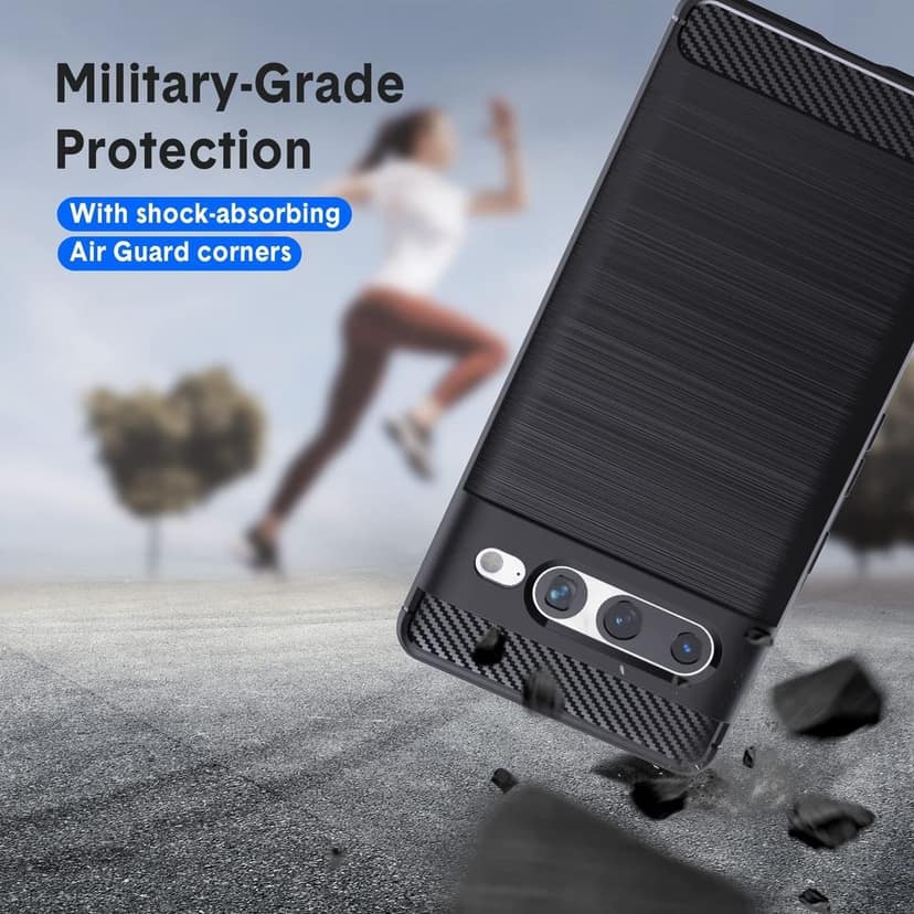 Natbok Compatible with Google Pixel 7 Pro Case, Flexible TPU [Brushed Texture] [Anti-Slip] Shockproof Military Protection Bumper Phone Case,Slim Case Cover Compatible with Pixel 7 Pro,Black view 3