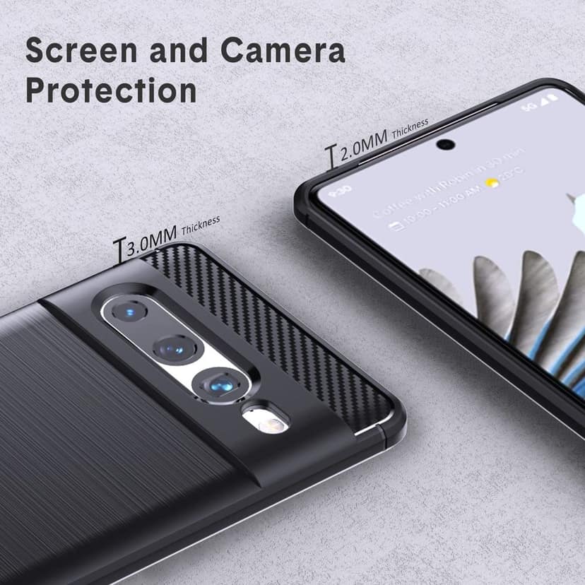 Natbok Compatible with Google Pixel 7 Pro Case, Flexible TPU [Brushed Texture] [Anti-Slip] Shockproof Military Protection Bumper Phone Case,Slim Case Cover Compatible with Pixel 7 Pro,Black view 4