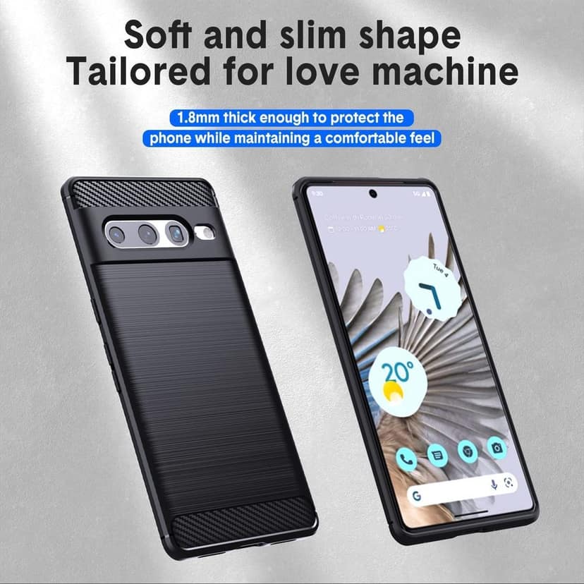 Natbok Compatible with Google Pixel 7 Pro Case, Flexible TPU [Brushed Texture] [Anti-Slip] Shockproof Military Protection Bumper Phone Case,Slim Case Cover Compatible with Pixel 7 Pro,Black view 5