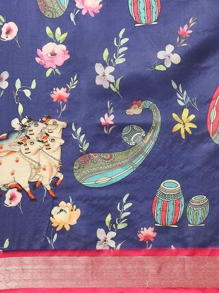Women's Kalamkari Print with Regal Weave Silk Saree With Unstiched Blouse Piece view 4