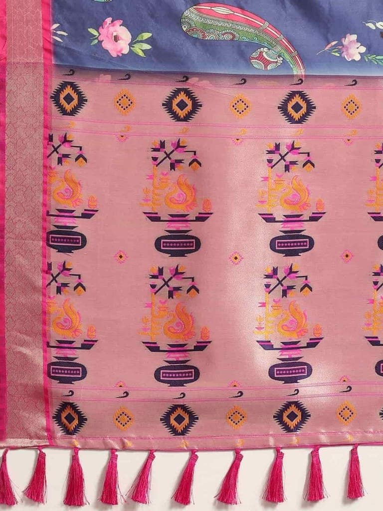 Women's Kalamkari Print with Regal Weave Silk Saree With Unstiched Blouse Piece view 5