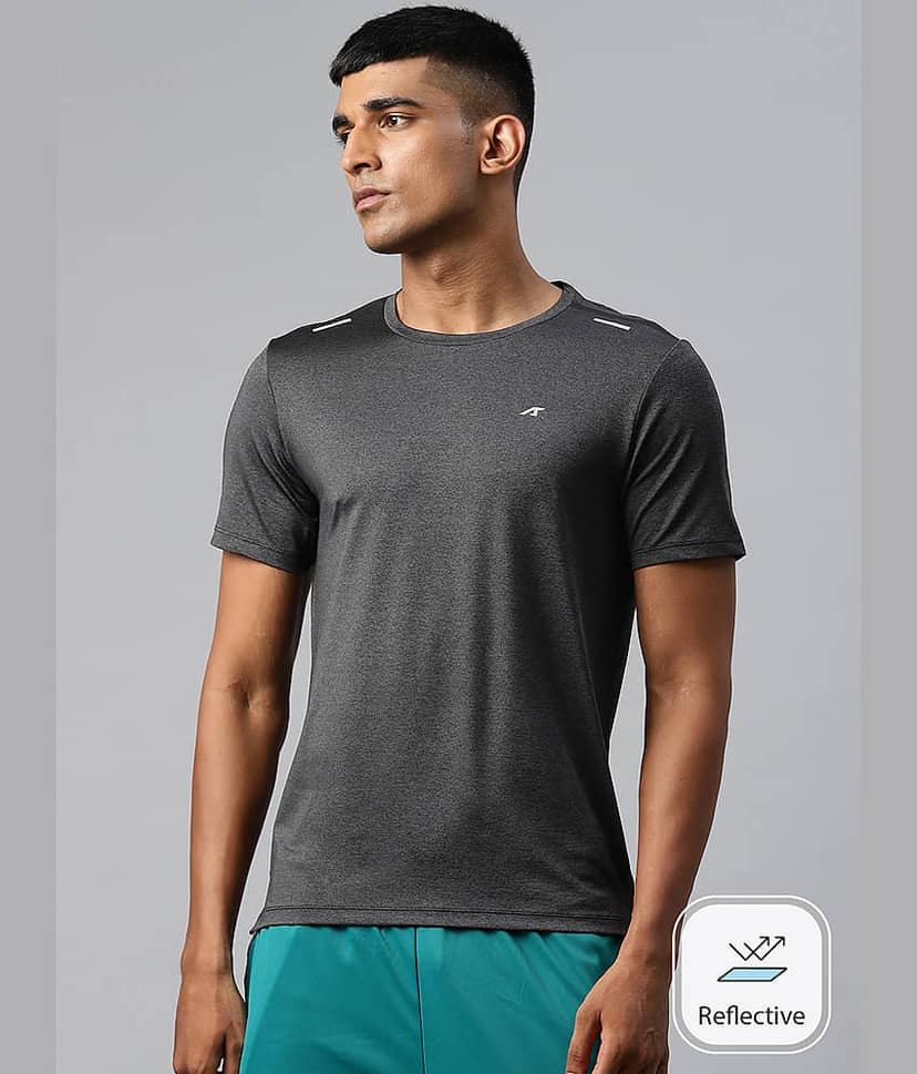 Alcis Grey Polyester Slim Fit Men's Sports T-Shirt ( Pack of 1 )
