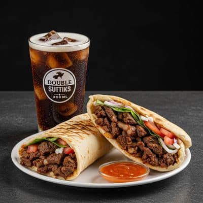 Combo Double Beef Mutton Somali Bread Shawarma+Cold Drink 250 ML