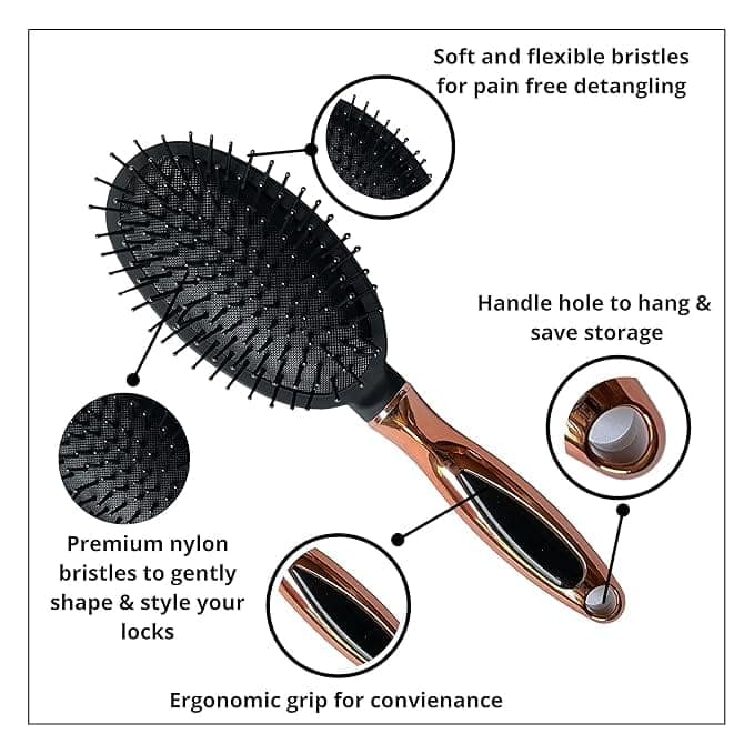 Metal paddle cushioned hairbrush for men and women for hair styling /detangling and hair growth view 2
