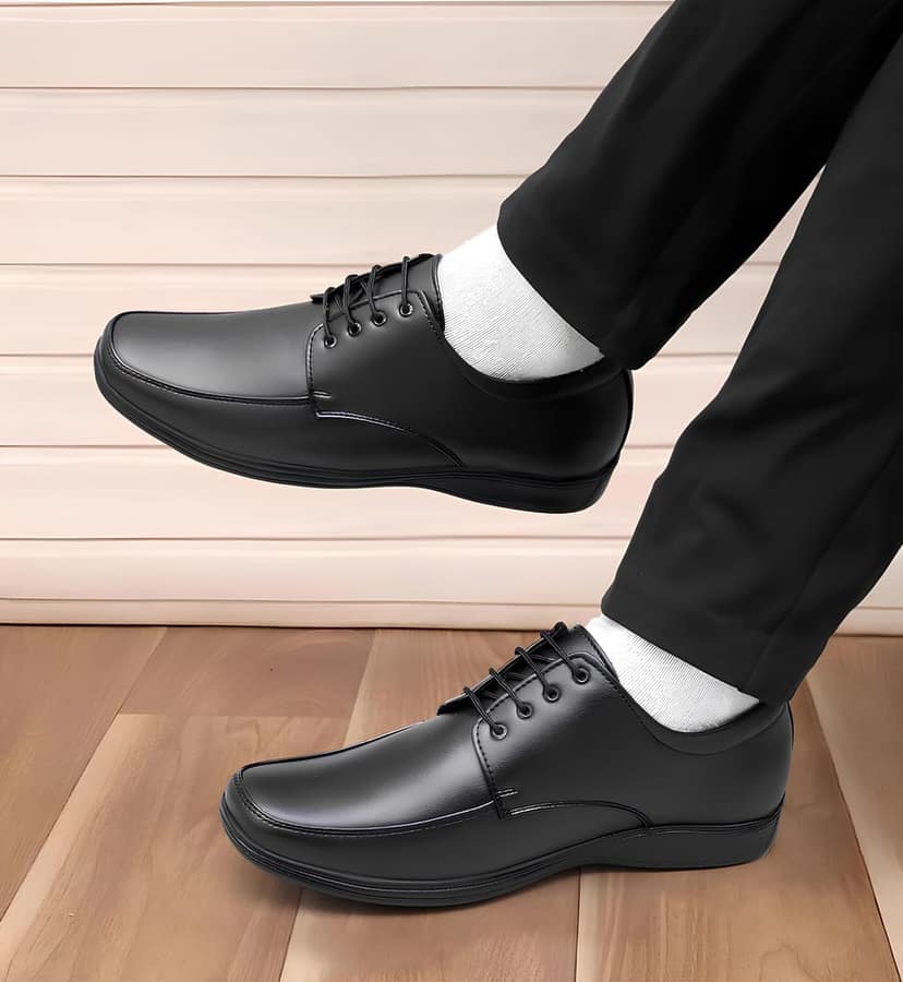 WUGO::Latest Classic Black Derby Formal Shoes for Men & Boys | Trendy Lace-Up Office Wear Footwear | Premium Comfort Corporate Shoes view 3