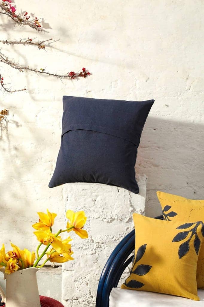 Aranya Grey Small Cushion Cover With Mustard Petals view 2