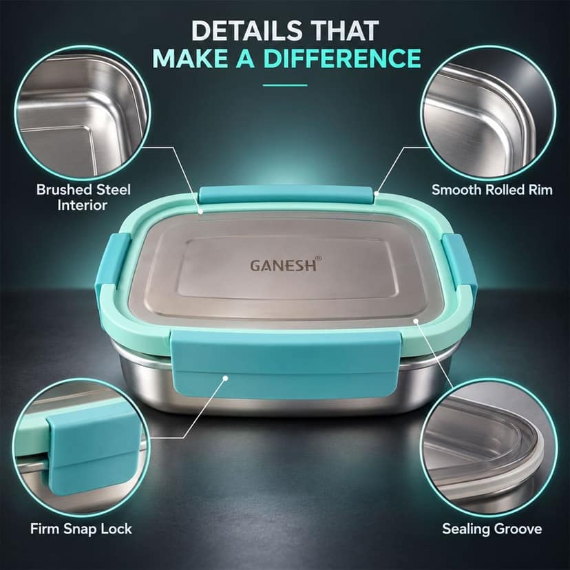 Stainless Steel Lunch Box Set – Leak-Resistant & Easy to Carry view 3